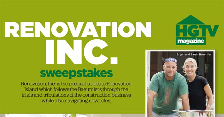 HGTV Magazine Renovation, Inc. $5,000 Sweepstakes