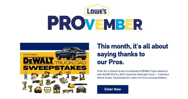 Lowe’s PROvember Sweepstakes