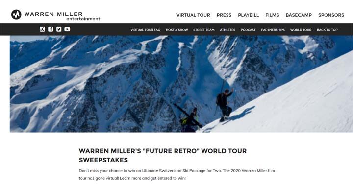 Warren Miller’s Future Retro World Tour Sweepstakes