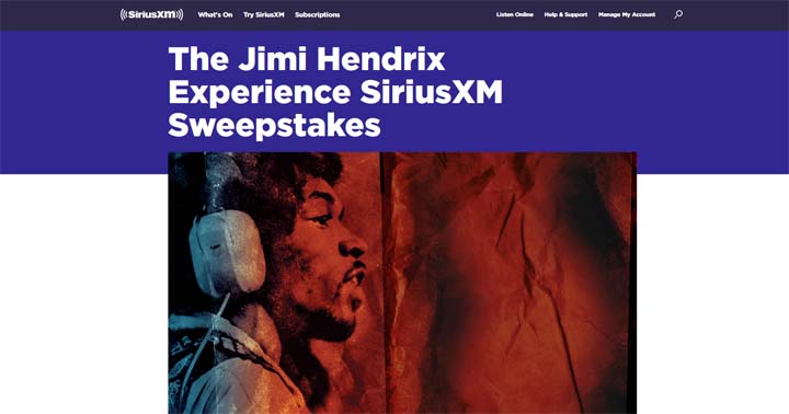 Jimi Hendrix Experience SiriusXM Sweepstakes