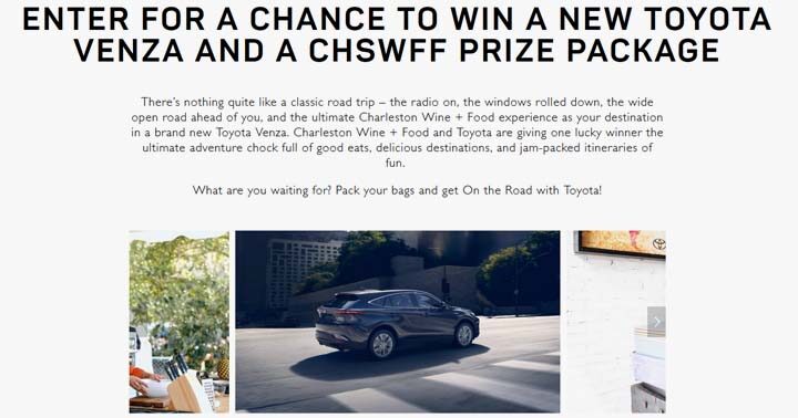 Toyota and Charleston Wine + Food Sweepstakes