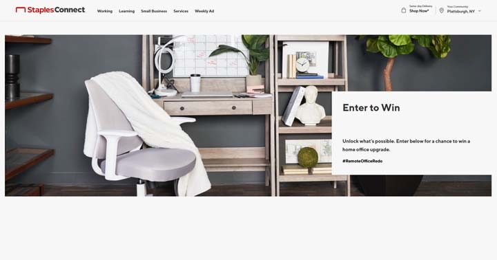 Staples #RemoteOfficeRedo Sweepstakes