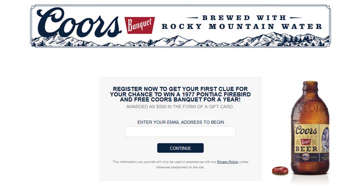 Coors Banquet Scavenger Hunt Sweepstakes