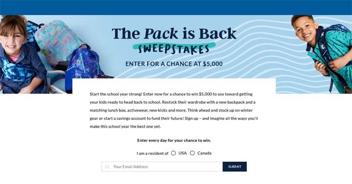 Lands’ End The Pack is Back Sweepstakes