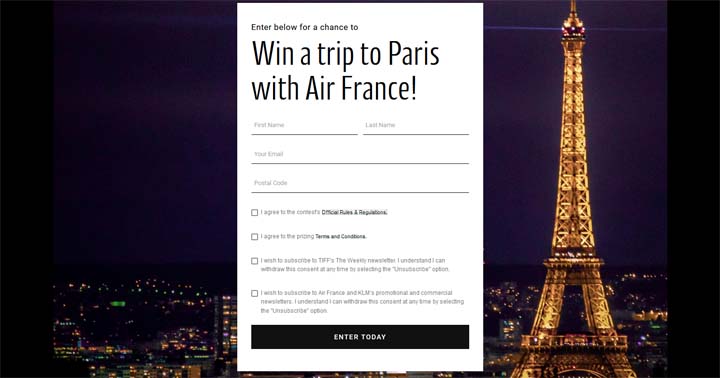TIFF x Air France Win a Trip to Paris Contest