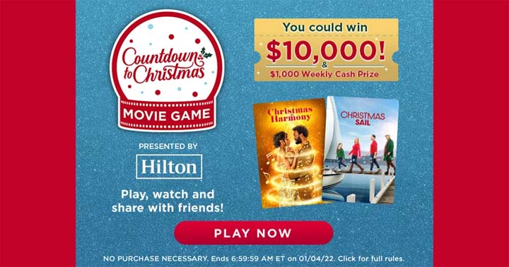 Hallmark Channel Countdown to Christmas Movie Game Sweepstakes
