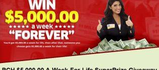 PCH $5,000.00 A-Week-For-Life SuperPrize Giveaway