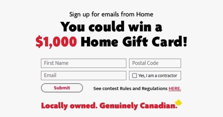 Home Hardware $1,000 Gift Card Contest