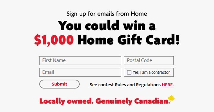 Home Hardware $1,000 Gift Card Contest