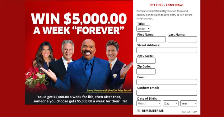 PCH.com Publishers Clearing House Win $5000.00 A Week Forever 2023