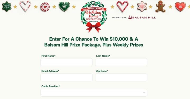 Hallmark Channel’s Holiday Home Decoration Sweepstakes