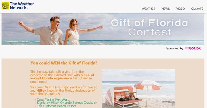 Weather Network Gift of Florida Contest