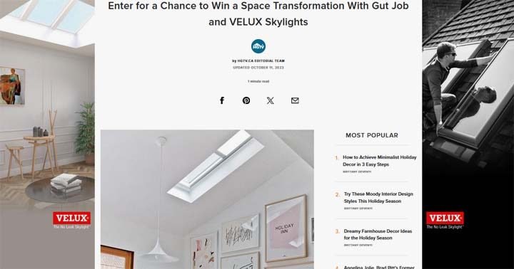 HGTV Gut Job Transforming Spaces Contest by Velux Skylights